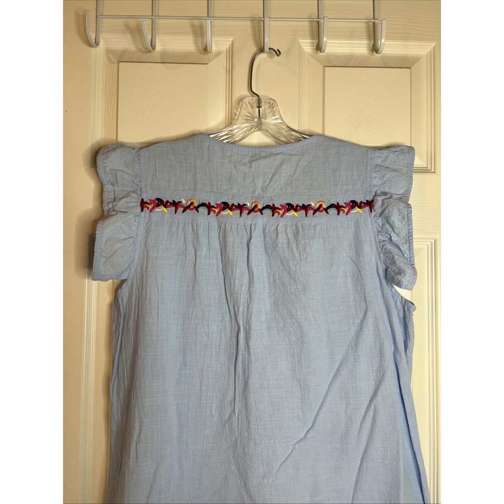 Kirundo Dress Blue Embroidered Boho Flutter Sleeve Sundress Size Large - Picture 3 of 8